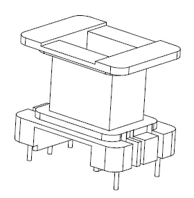 EI 28X13.5 Bobbin, Molded in, Vertical, 3+2 Pins, 1 Section - CB Magnetics