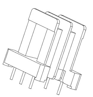 EI 28X15.5 Bobbin, Molded in, Horizontal, 3+2 Pins, 2 Sections - CB Magnetics