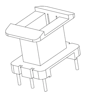 EI 28X17 Bobbin, Molded in, Vertical, 3+2 Pins, 1 Section - CB Magnetics