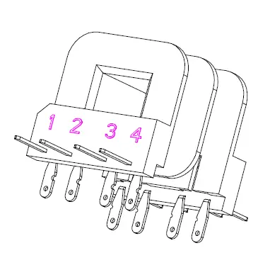 EI 35×7 Bobbin, Horizontal, 4+4 Pins, 2 Sections - CB Magnetics