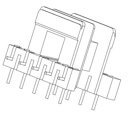 EI 35X10 Bobbin, Horizontal, 5+4 Pins, 2 Sections - CB Magnetics