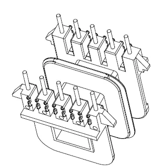 EI 35X11 Bobbin, Horizontal, 5+5 Pins, 2 Sections - CB Magnetics