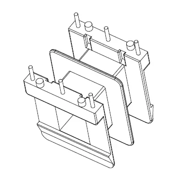 EI 35X14 Bobbin, Molded in, Horizontal, 3+3 Pins, 2 Sections - CB Magnetics