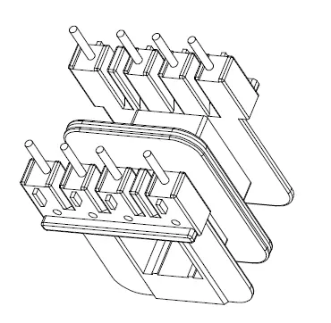 EI 35X14 Bobbin, Horizontal, 4+4 Pins, 2 Sections - CB Magnetics