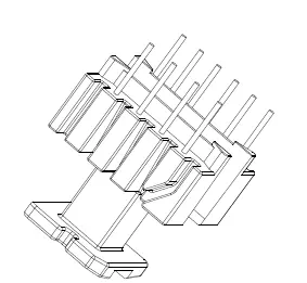 EE16 Bobbin, Vertical, 6+4 Pins, 1 Section - CB Magnetics