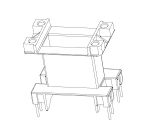 EE42 Bobbin, Vertical, 4+4 Pins, 1 section - CB Magnetics