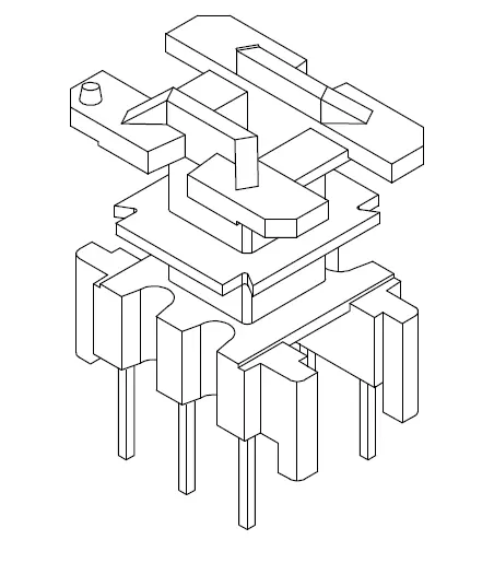 EF12.6 Vertical bobbin with 2 sections - CB Magnetics