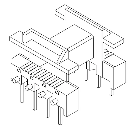 EF16 Horizontal bobbin with 8 Pins - CB Magnetics