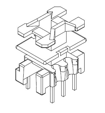 EF16 Vertical bobbin with 2 sections - CB Magnetics