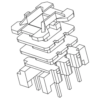 EF16 Vertical bobbin with 3 sections - CB Magnetics