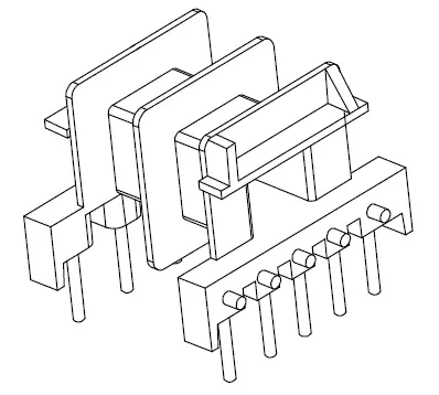 EF20 Horizontal bobbin with 2 sections - CB Magnetics