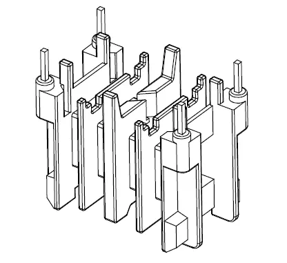 EF20 Horizontal bobbin with 4 sections 4 pins - CB Magnetics