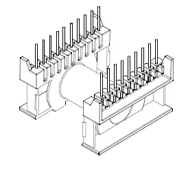 ETD49 Bobbin, Horizontal, 10+10 Pins, 1 Section - CB Magnetics