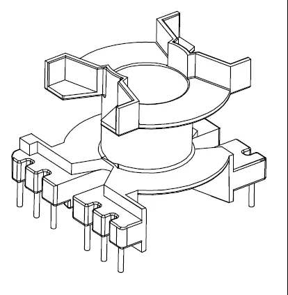 PQ3220 Vertical Bobbin with 11 Pins - CB Magnetics