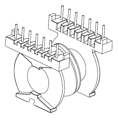 PQ4040 Horizontal bobbin with 2 sections - CB Magnetics