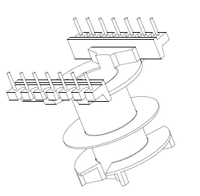PQ5050 Bobbin, 7+7 Pins, 2 Sections - CB Magnetics