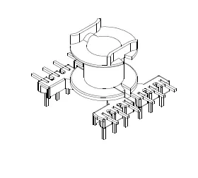 RM8 Vertical Bobbin, 6+6 Pins, 1 Section - CB Magnetics