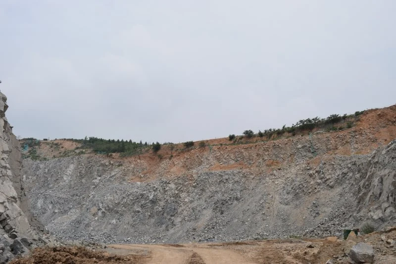 Open-pit quarry bench and haul road