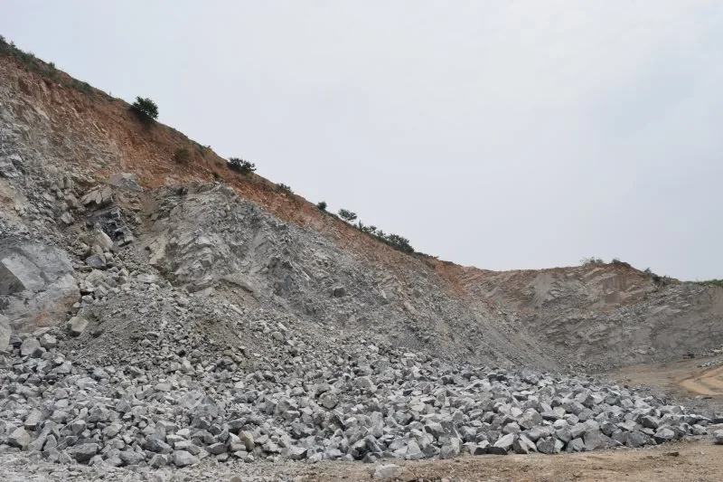 Blasted ore on the quarry floor