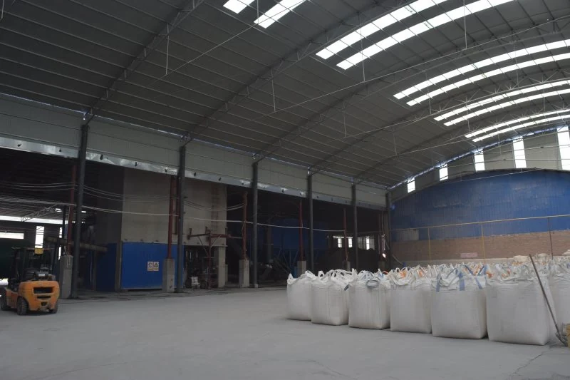 Finished bags staged in the loading hall