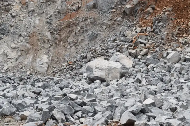 Crushed nepheline syenite ore ready for milling
