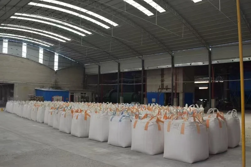 Jumbo bags staged in the warehouse ready for container loading