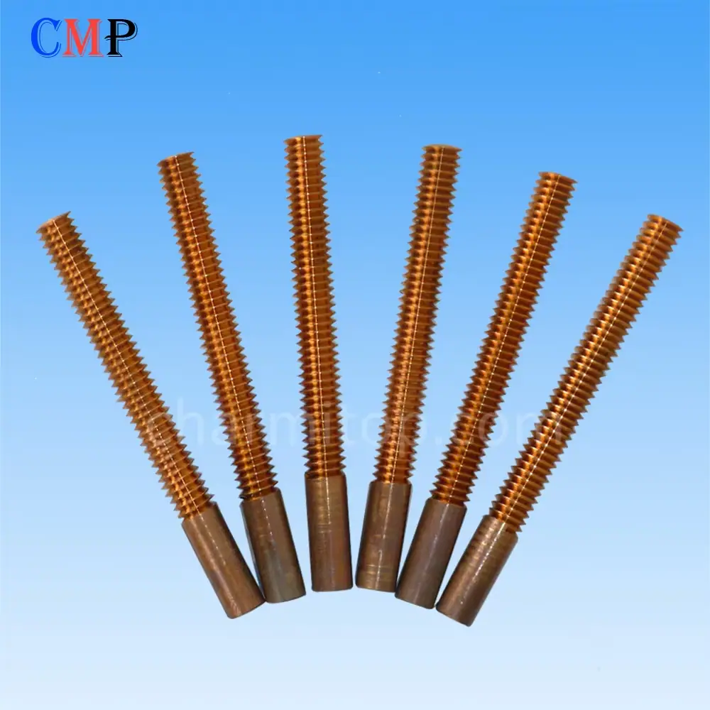 Copper tungsten tapping electrode M2 M3 M5 M8 M10 M12 thread 50/75mm total length for drilling edm machine