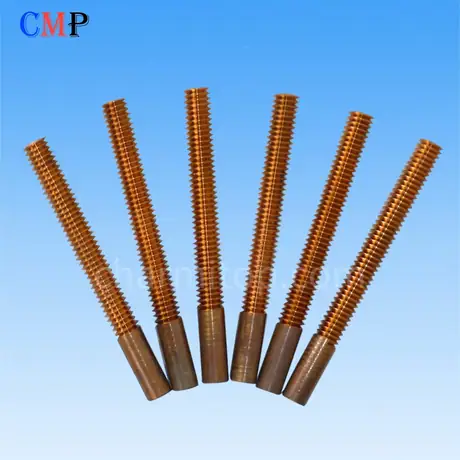Copper tungsten tapping electrode M2 M3 M5 M8 M10 M12 thread 50/75mm total length for drilling edm machine