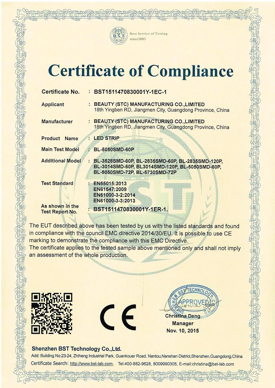CE For Europe certificate 1