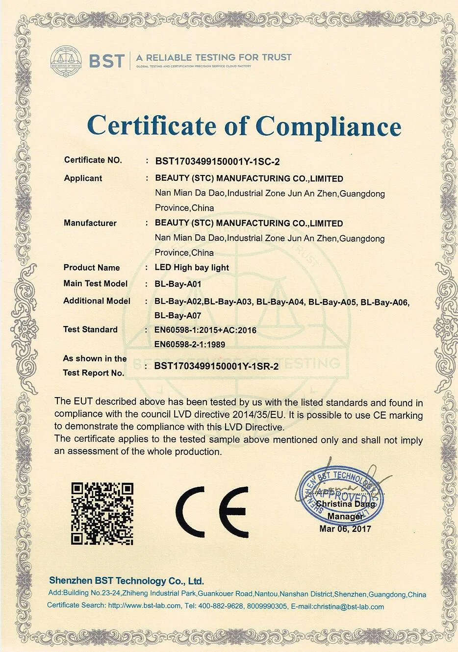 CE For Europe certificate 4