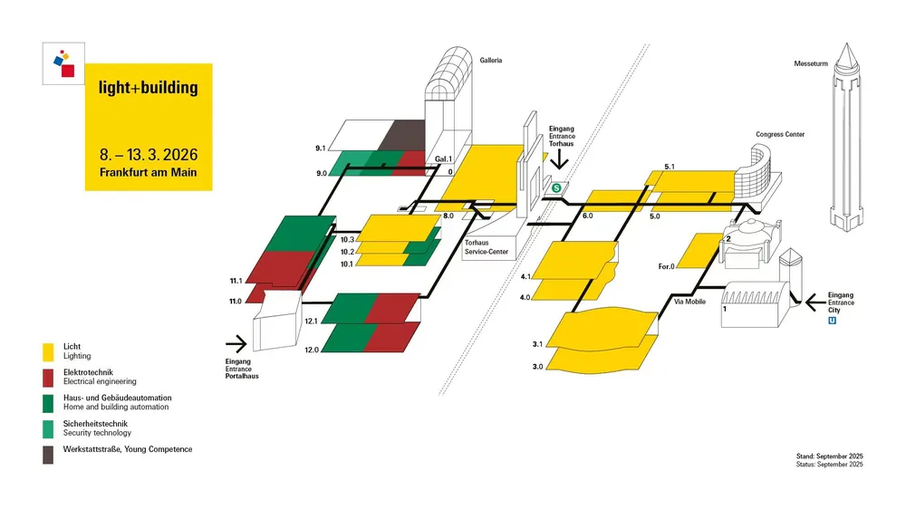Light + Building 2026 Frankfurt hall plan showing the Beauty STC Lighting stand