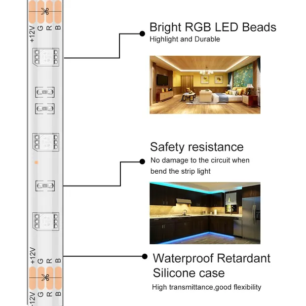 12V 5050SMD 60P RGB LED Strip light detail 4