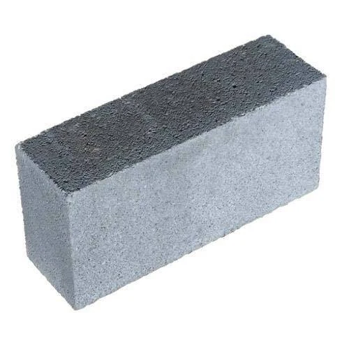 Single grey concrete hollow block produced on a BRICKMATE machine