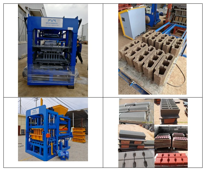 QT4-15 automatic block machine with close views of the mould and finished blocks