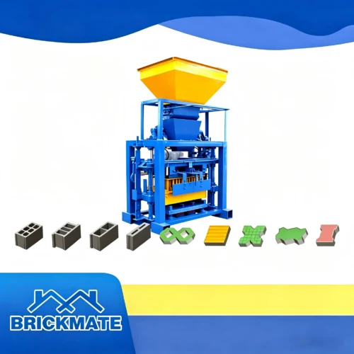 QT40-1 semi auto cement block machine with mixer, conveyor and block samples