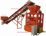 Semi automatic block machine with belt conveyor and feed hopper