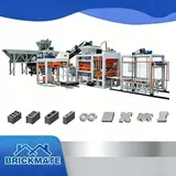 BRICKMATE block making machine shown with the block and paver types it produces