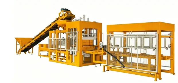 QT10-15 block production line installed in a workshop