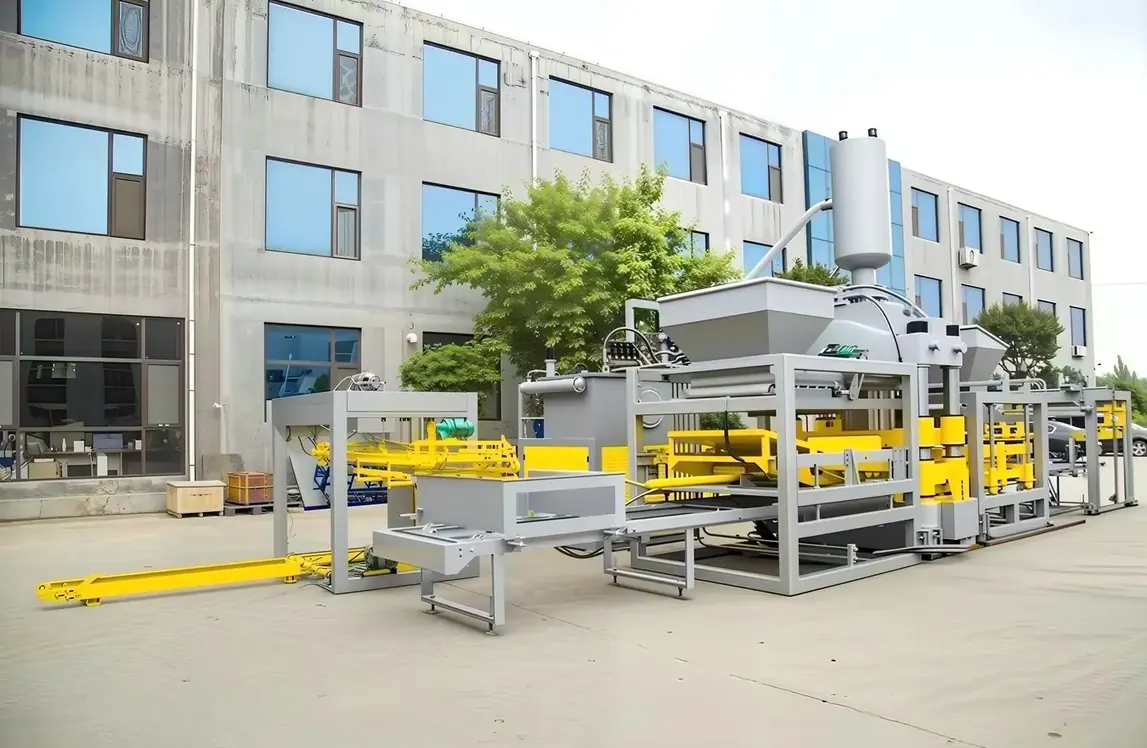 Block machines under assembly inside the Linyi workshop