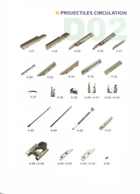 Upper Guide Rail and Plate, Lower guide rail, Guide Block, Guide Insert, Scissor Link, Projectile Lifter for Sulzer looms