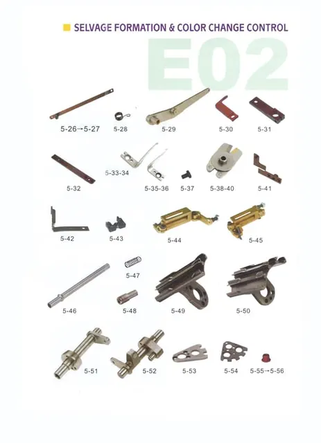 Selector, Scissor driven from fame, selector shaft for Suler looms