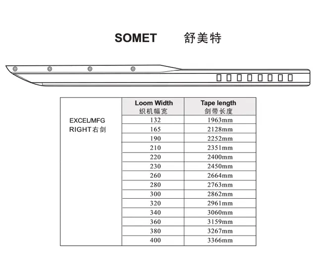 SOMET EXCEL MFG RIGHT RAPIER TAPE
