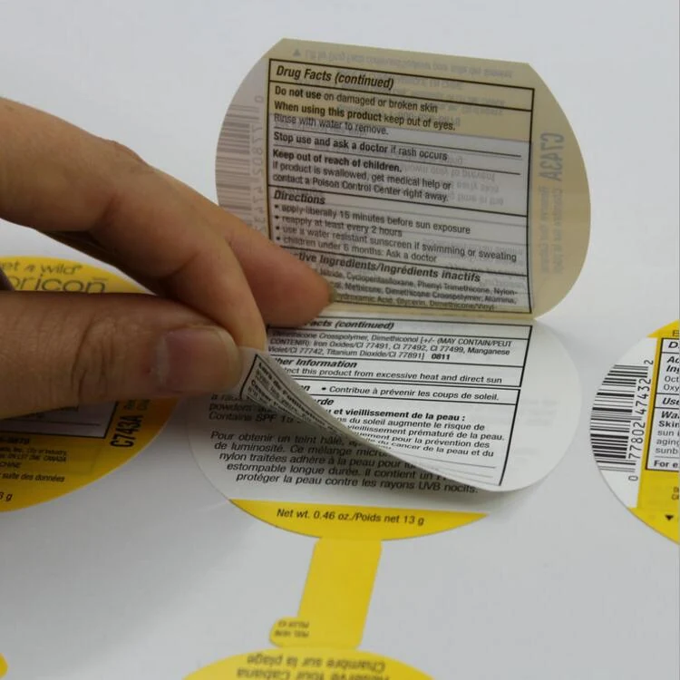 Double sided printed multi layer folding sticker labels