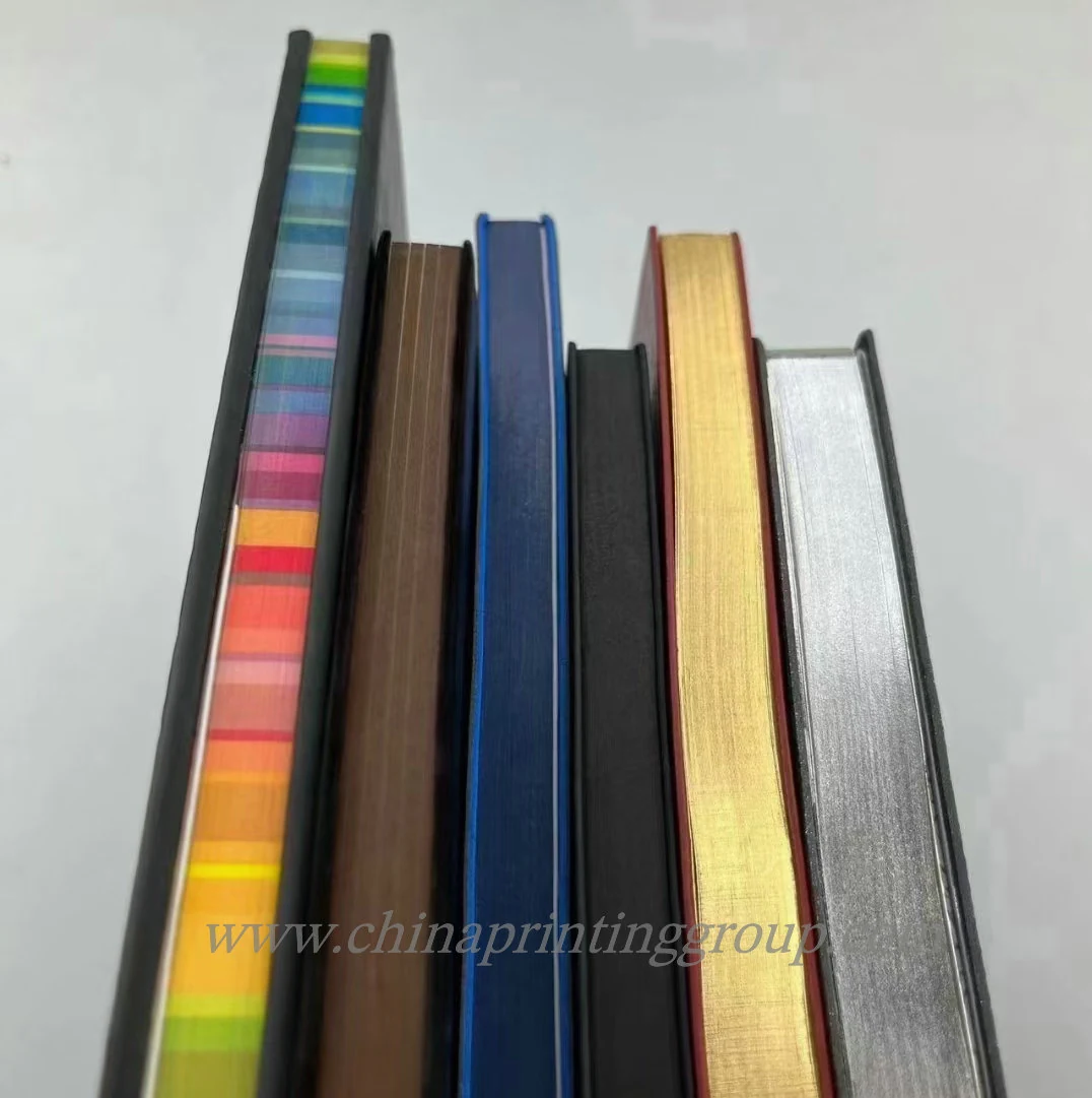 A5 PU leather notebook showing painted rainbow edge detail
