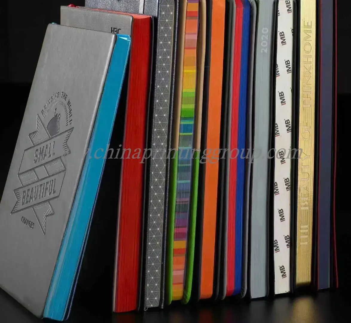 Soft PU leather cover journal with coloured page edges