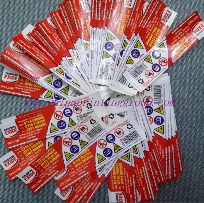 Sheet of bulk printed stickers before die cutting