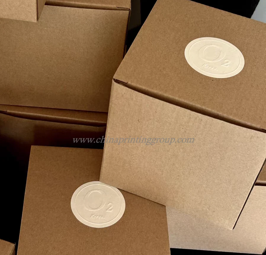 Sheet of custom embossed logo sealing labels