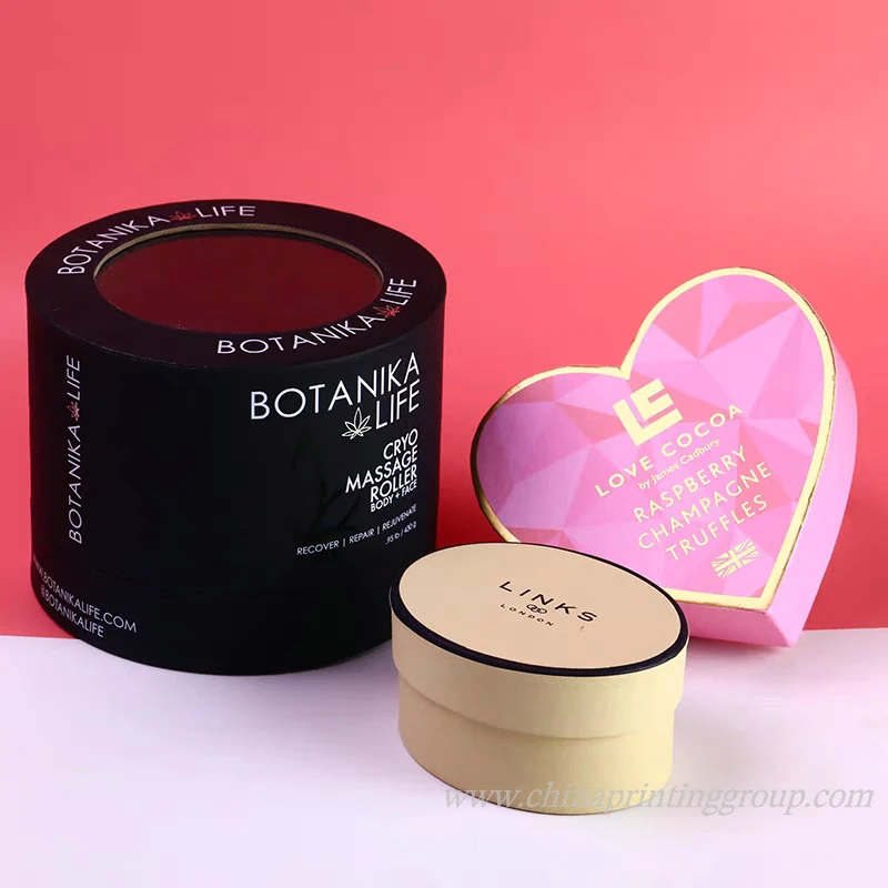 Kraft cardboard tube packaging with printed label and fitted lid