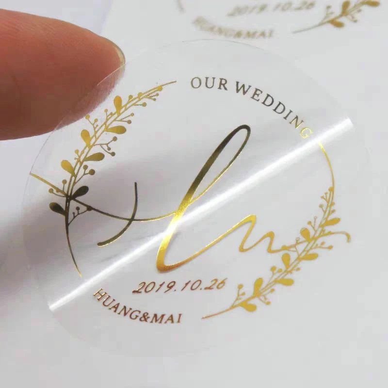 Transparent vinyl label applied to a clear beverage bottle
