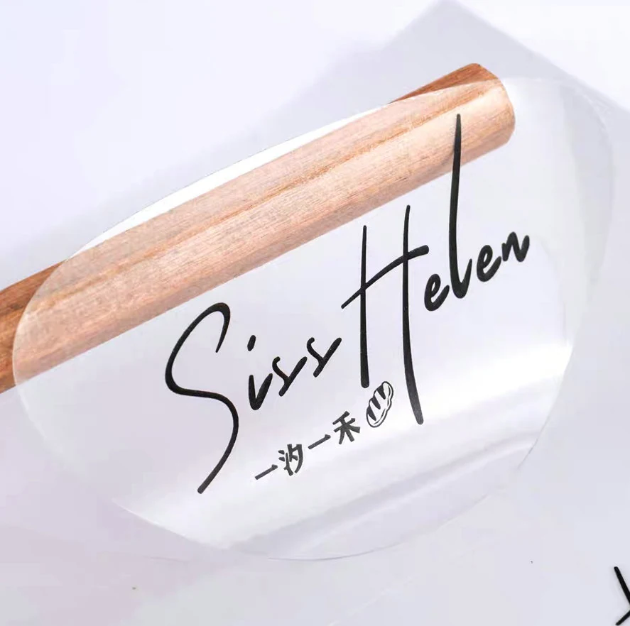 Close view of transparent label printed with white ink underlay
